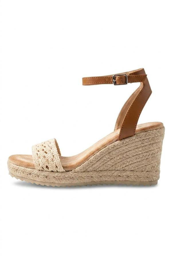 Pearl Crochet Strap Espadrille Wedge Sandals - Beige_wb