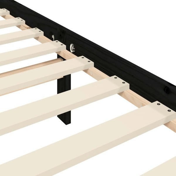 Berkfield Bed Frame with Headboard Black Small Single Solid Wood