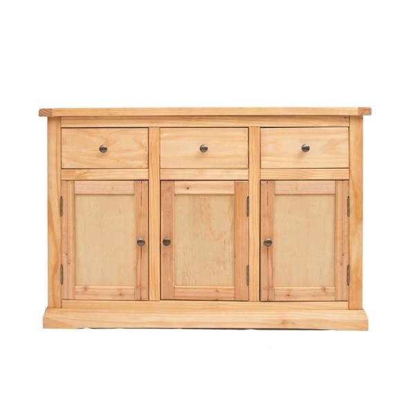 Lucca Waxed 3 Drawer 3 Door Sideboard Brass Knob