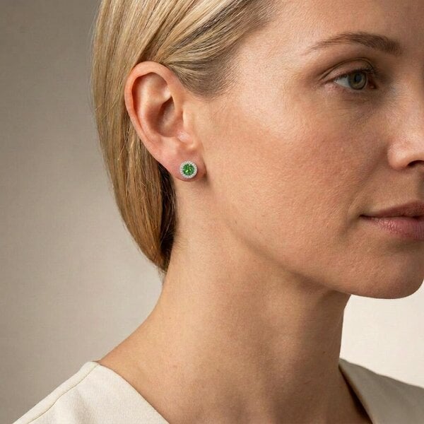 Cachet London Chikle Silver Emerald Green Earrings