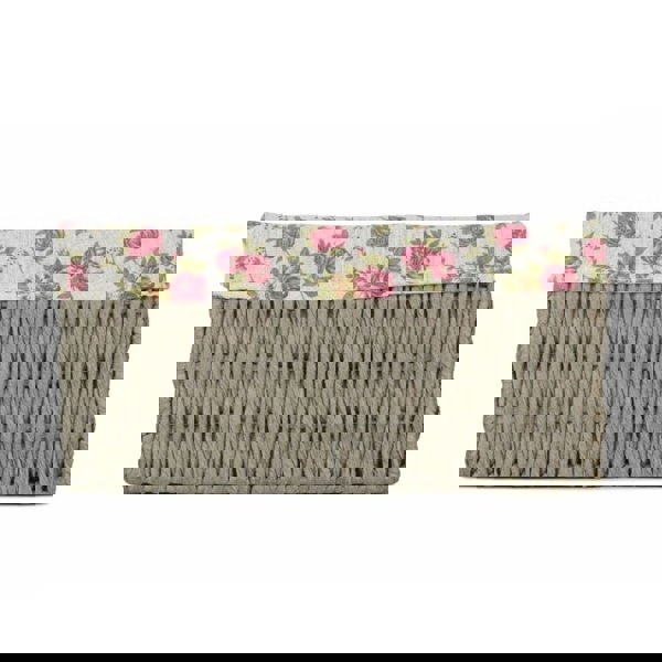 Garden Rose Paper Rope Storage Basket with Garden Rose Cotton Lining