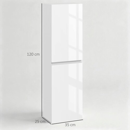 kleankin Bathroom Storage Unit with 2 Cupboards and Shelves, White