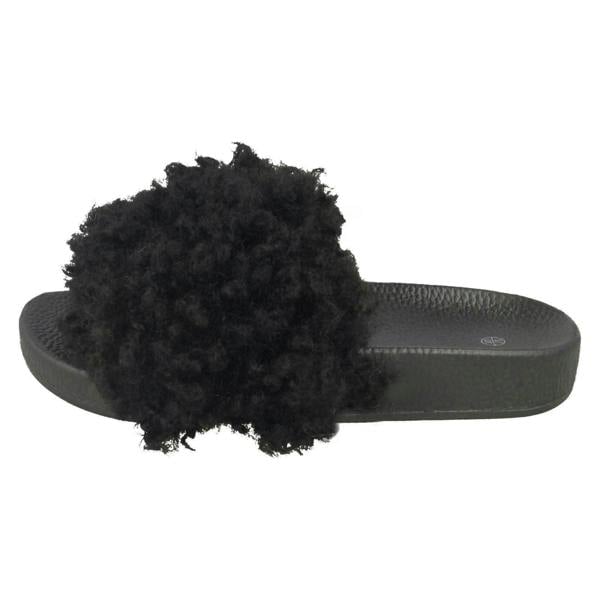 Spot On Girls Spot On Fake Poodle Fur Mule Sliders