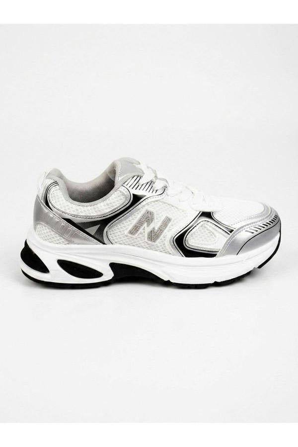 Harper Womens Chunky Sole Mesh Panel Trainers - Silver