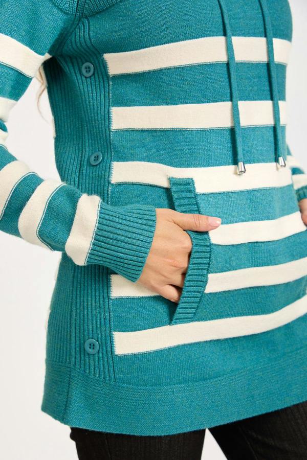 Mudflower Stripe Knit Cowl Neck Jumper