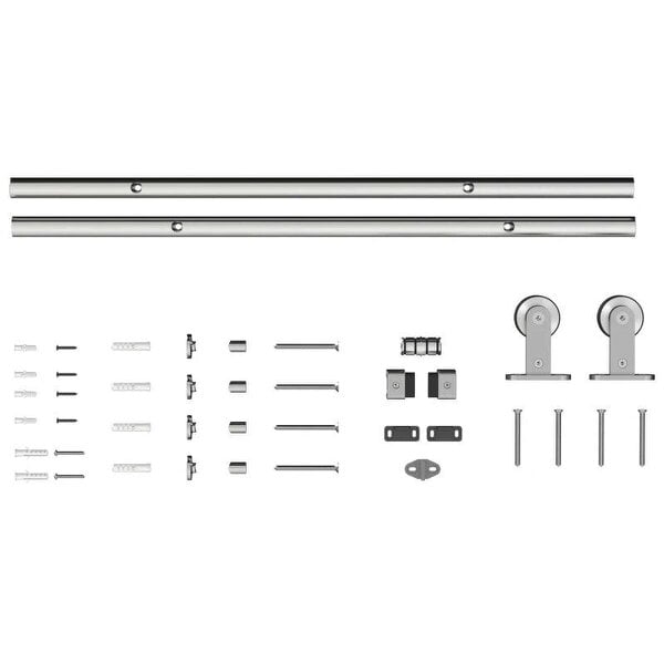 Sliding Door Hardware Kit Heavy Duty 304 Stainless Steel 152 cm Wide Door Silver Tone