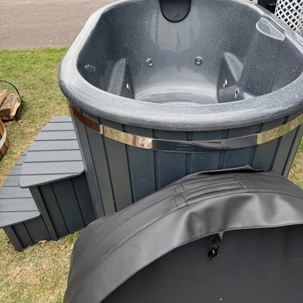 Layzee Living wood-fired  ofuro tub end view