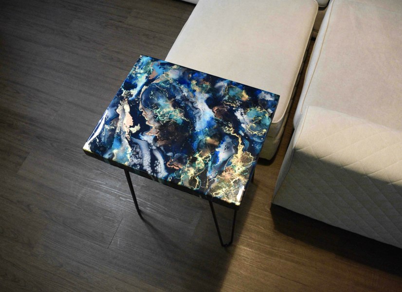 Kate Chesters Art Luxury Coffee Table - Any Colour Bespoke Handcrafted Side Table - Heat Safe and Scratch Resistant