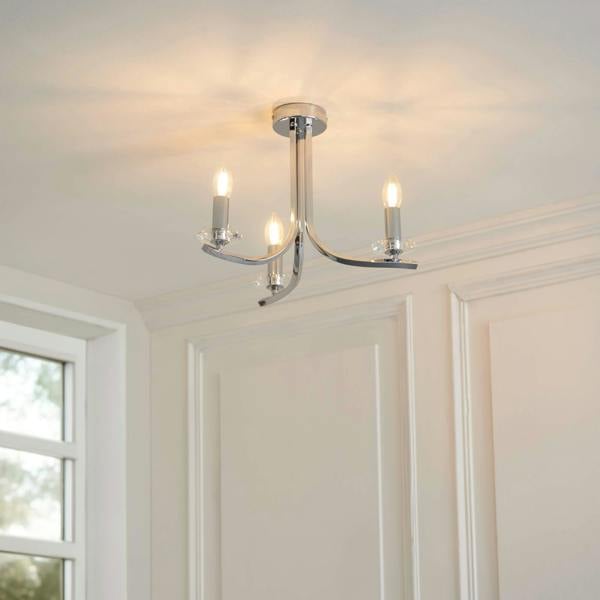 Pagazzi Lighting Morden 3 Light Polished Chrome Semi Flush Ceiling Light