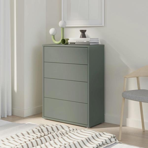 Alice Springs 4 Drawer Chest with Push-to-Open Drawers in Sage Green