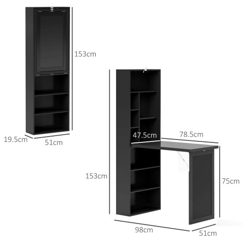 Wyld Haus Havizi 98cm Black 3 Section Work Desk With Chalkboard And Storage