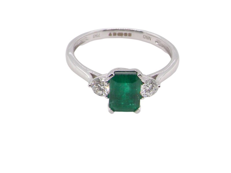 Vintage Tom Three Stone Emerald & Diamond Ring