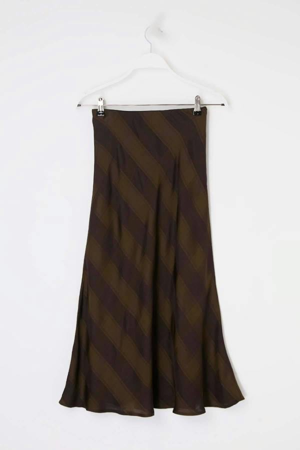 High Waist Checkered Maxi Skirt