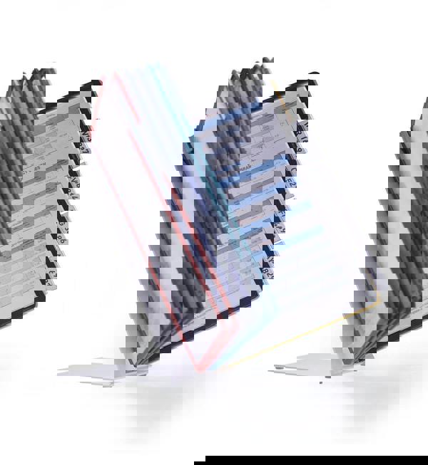 Durable VARIO TABLE 10 Display Panel Desk Stand | 10 Panels | A4 Colour Coded