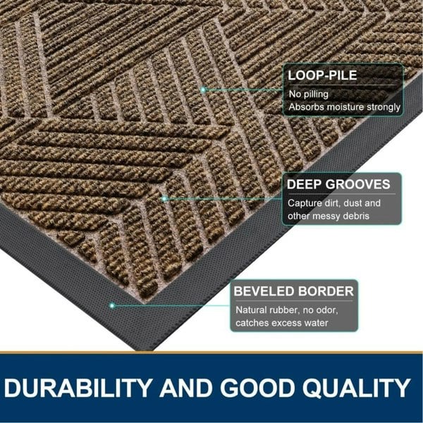 Anyhouz Anymat Doormat Brown Geometric Rubber Non Slip Dirt Trap Absorbent Mat