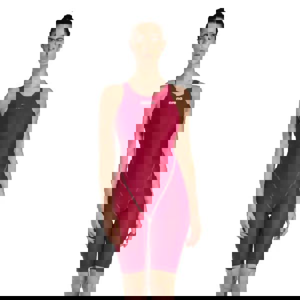 Arena Powerskin ST NEXT deep red open back wet swimsuit with black trim