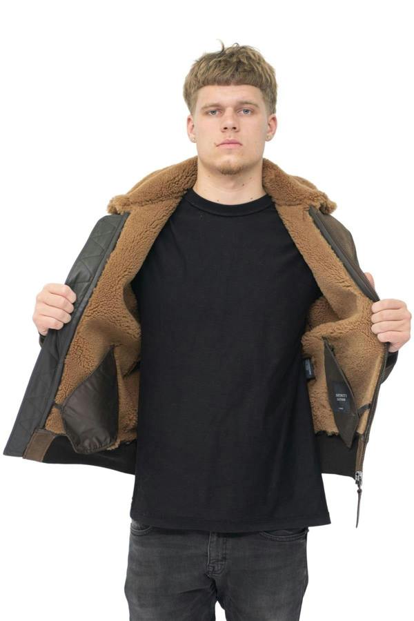 Infinity Leather Mens Antique Sheepskin Bomber Jacket-Algorta