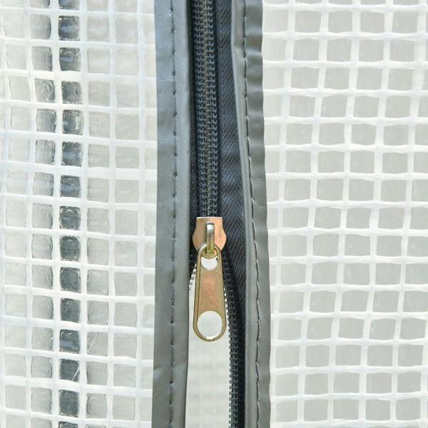 PE cover zipper track with metal pull and eyelet on greenhouse frame