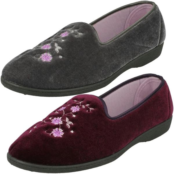 Rosebank Ladies Rosebank Embroided Flowers Detailed Slippers Racheal