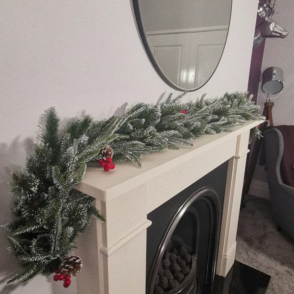Samuel Alexander Premier 180cm (6ft) Festive New Jersey Christmas Garland PVC Tips With Berries And Cone