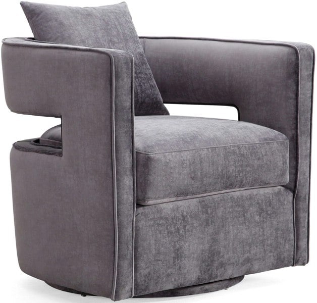 Furniture Edit Kennedy Grey Swivel Accent Occasional Chair