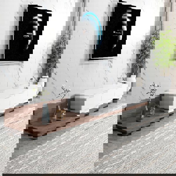 Pina Extendable TV Stand, Plywood-Weilai Concept-White+Oak-Weilai Concept