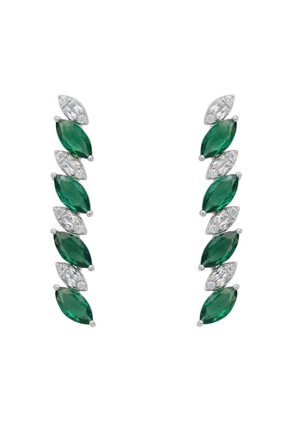 Emerald and diamond earrings.