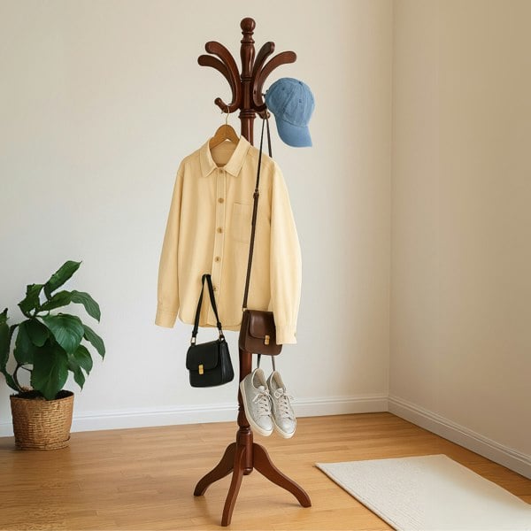 BMBO Wooden Coat Stand With 13 Hooks
