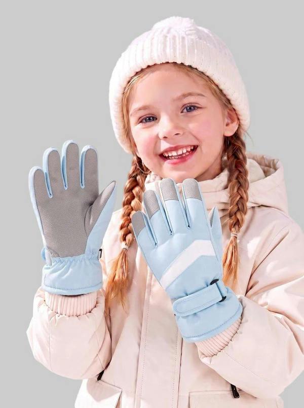 Anniou Children Thermal Insulated Ski Gloves - blue