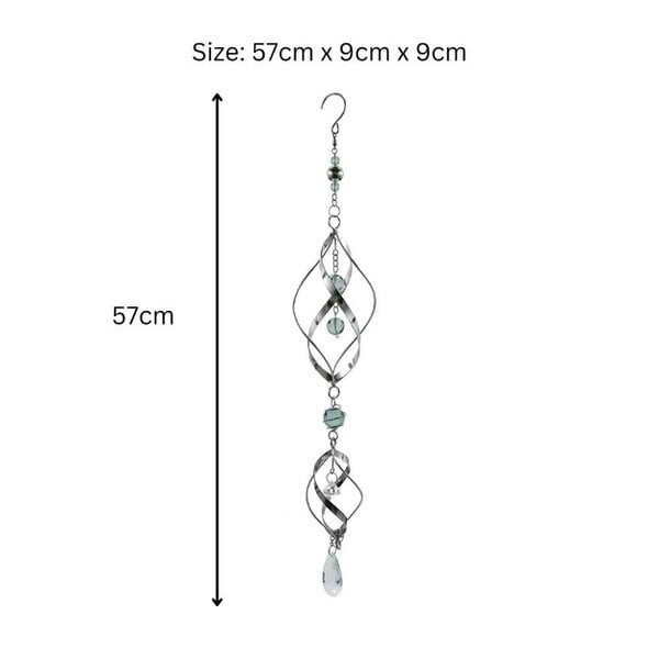 EDH Door Hardware Double Stainless Steel Spiral Spinner – 57cm x 9cm x 9cm | Elegant Garden Wind Spinner | Durable Outdoor Décor for Patios, Gardens