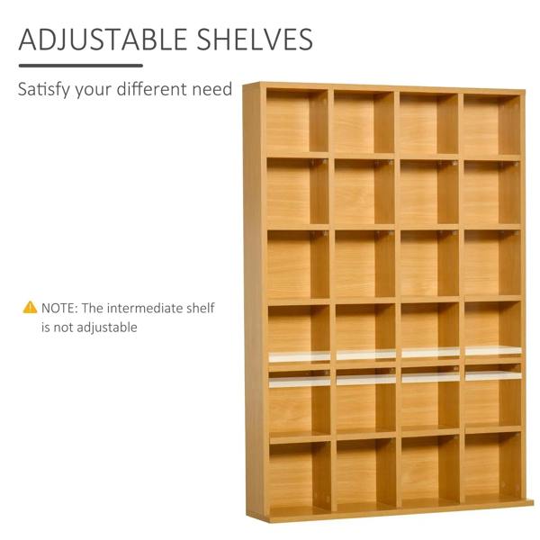Beech wood CD storage cabinet with adjustable shelf layout (intermediate fixed)