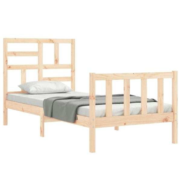 Berkfield Bed Frame with Headboard Single Solid Wood