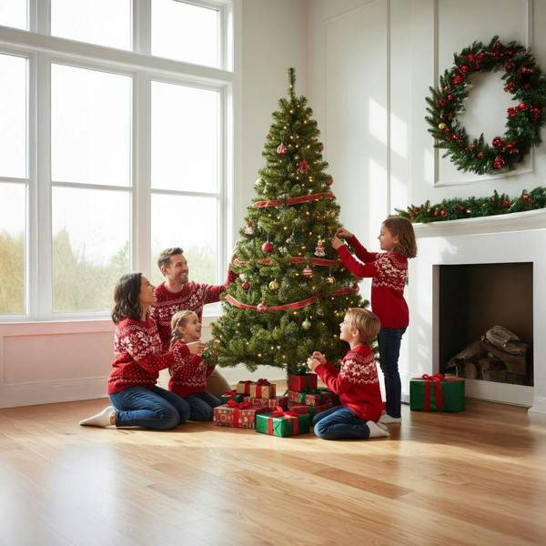 4ft to 12ft Green Pre-Lit Alaskan Pine Artificial Christmas Trees with Warm White LEDs image 3