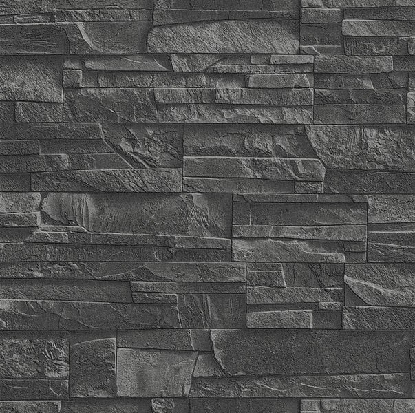 Rasch Wallpaper Faux Slate 3D Effect Grey Wall Paper 475036