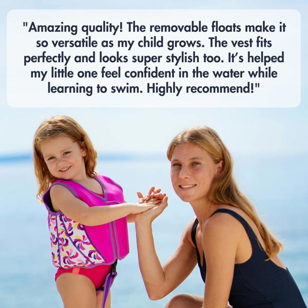 Limmys Premium Neoprene Swim Vest - Pink Windmill