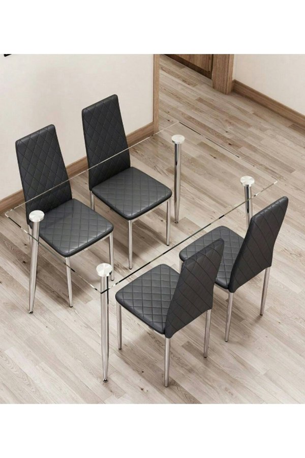 Living and Home Set of 2 PVC High Back Modern Dining Chairs