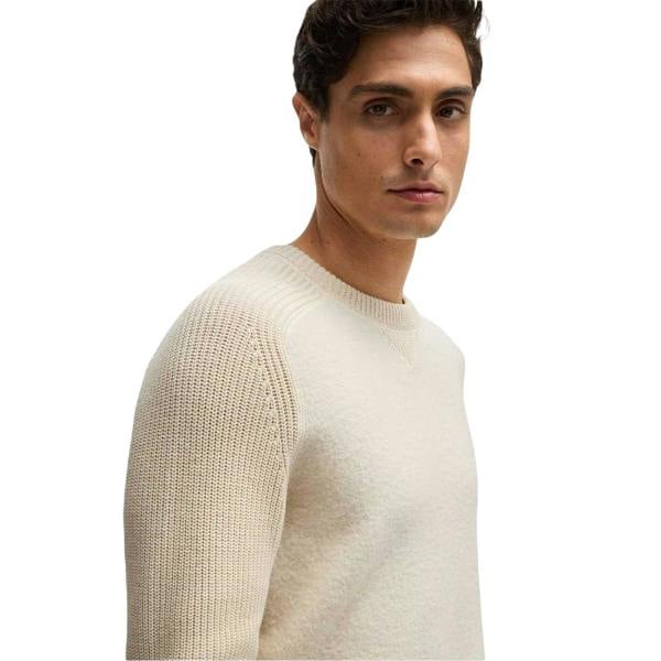 Boss Mens Textured Knit Raglan Top - White - 