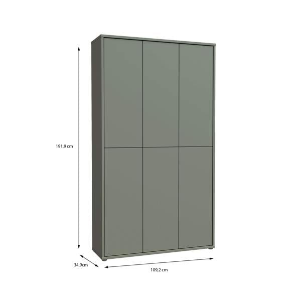 Furniture To Go Alice Springs Tall Shoe Cabinet with 6 Doors Push-to-Open in Sage Green