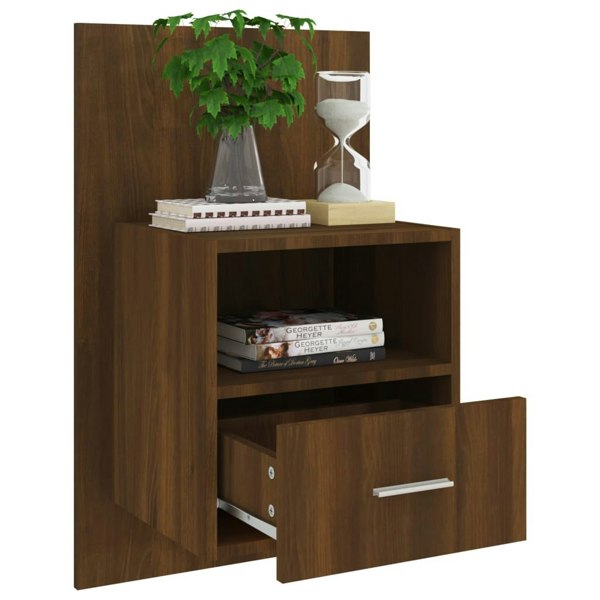 Berkfield Wall-mounted Bedside Cabinet Brown Oak