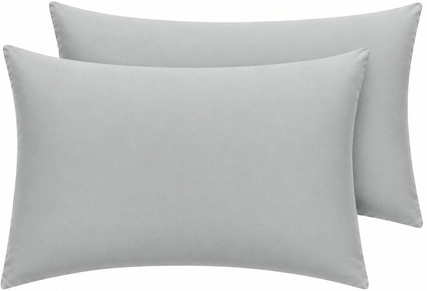 Night Zone Housewife Polycotton Pillowcases Pair – Plain Dyed Easy Care Bed Linen - Silver