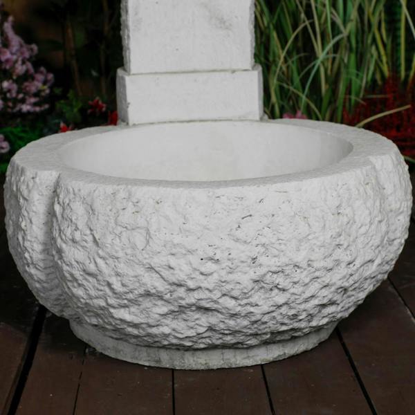 Large White Stone Fountain with carved Base