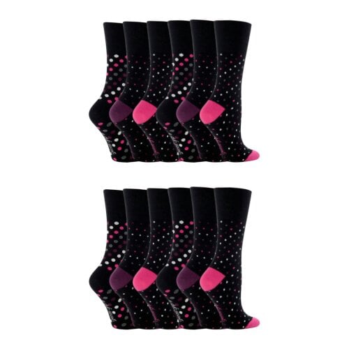 Gentle Grip 12 Pairs Ladies Cotton Rich Everyday Socks Gentle Grip Soft Top Comfort Socks