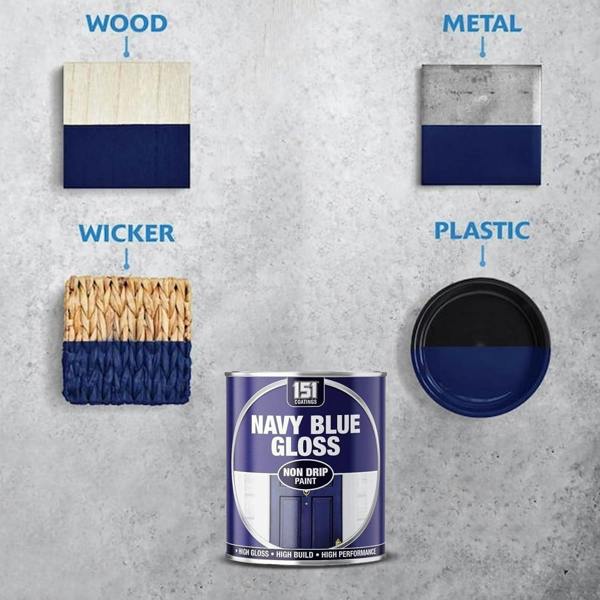 151 3X Navy Blue Gloss Non-Drip Paint 300ml