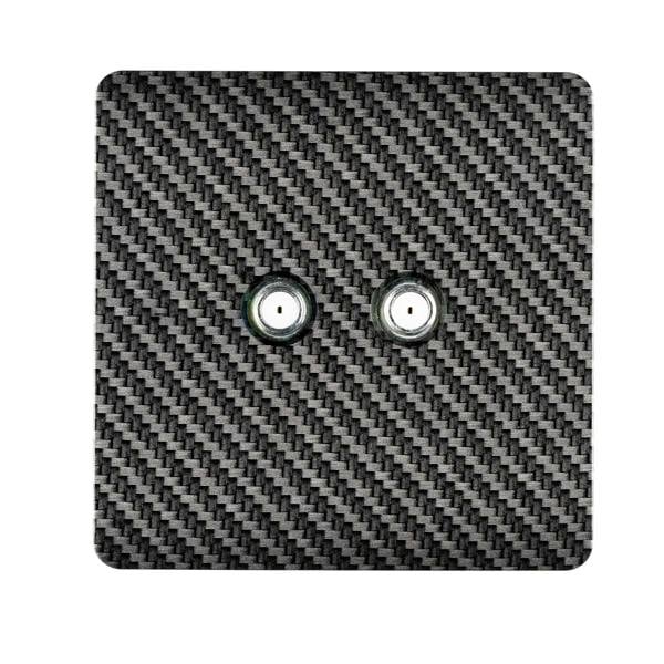 Trendi Switch 2 Gang Male F-Type Satellite Television Socket in Carbon Fibre