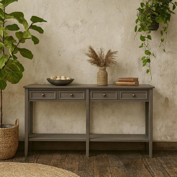 Wyld Haus Laurelbrook Four Drawer Console Table Bottom Shelf