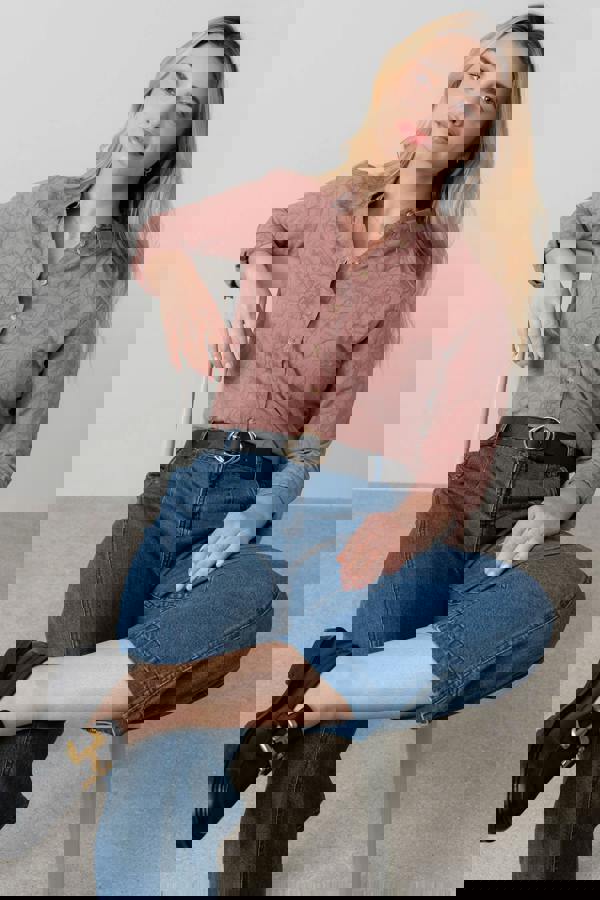 Patsy Textured Jacquard Shirt Antique Rose | Lily and Me Clothing