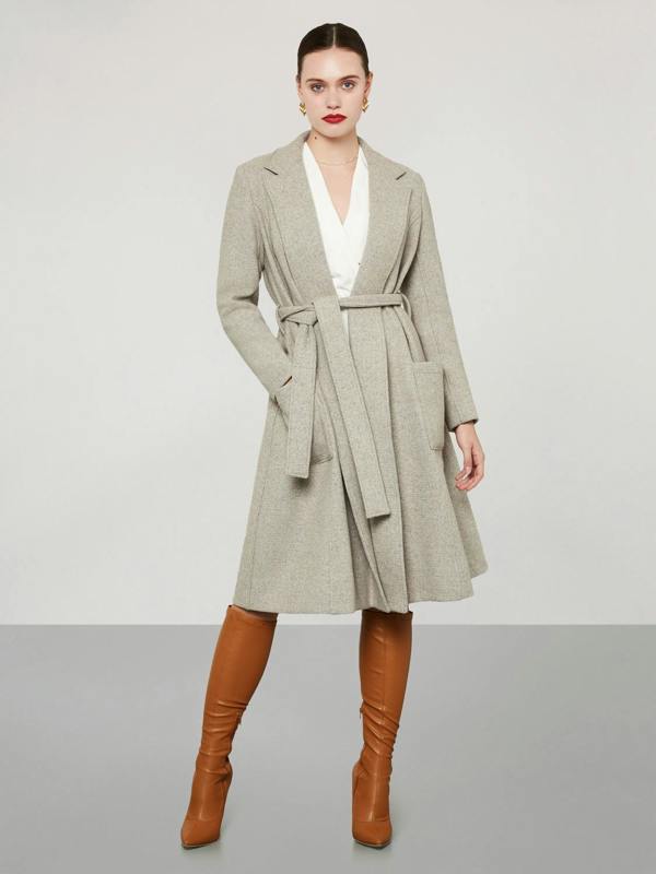 Serran London Wrap Coat Grey-Pink