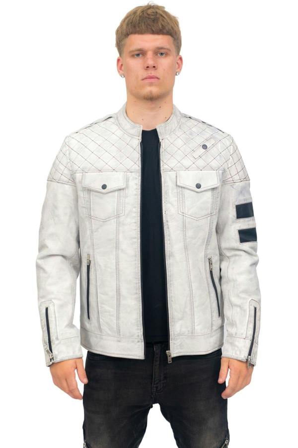 Infinity Leather Mens Vintage Quilted Leather Racing Jacket-Cardiff
