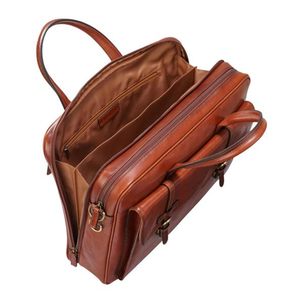 Infinity Leather Genuine Leather Laptop Tan Satchel Messenger Crossbody Shoulder Bag - Belmont