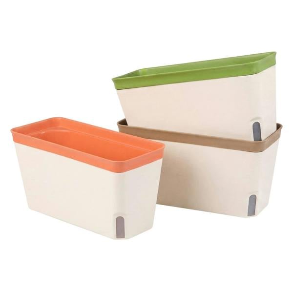 TOQUE 3PCS Self Watering Plant Pots Indoor Herb Planters with Water Level Window
